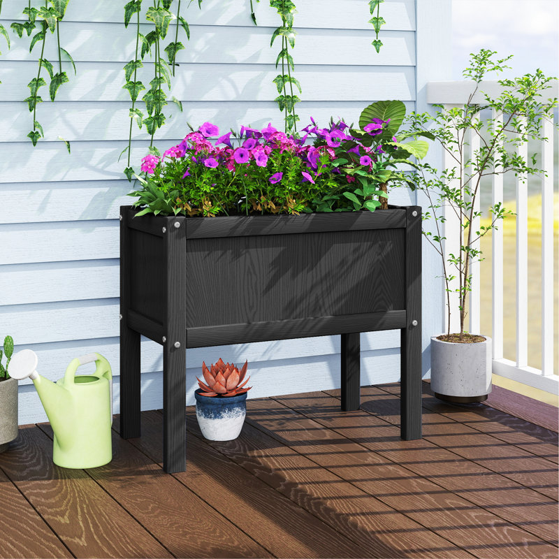 Boîte à fleurs surélevée en PEHD Nakirah, Noir