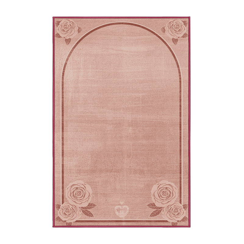 Soft Plush Farrer Valentines Modern & Contemporary Abstract Area Rug in Pink – Rose Binding, 7x9