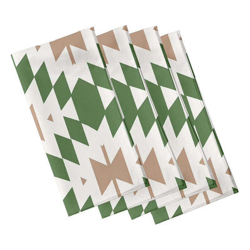 Senoia Polyester Geometric Square Napkin, Green