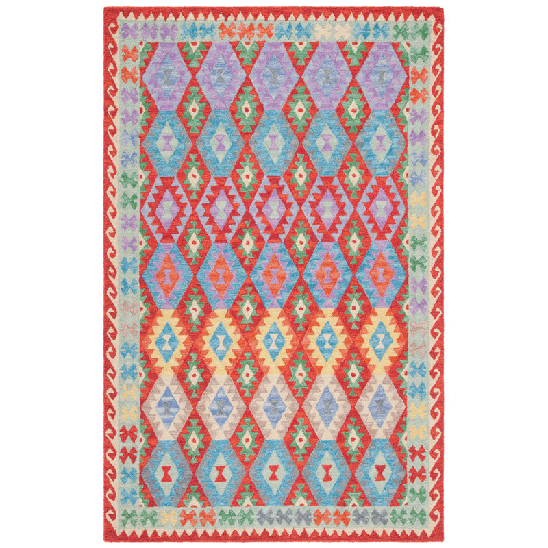 Tapis rouge / bleu Horwich 408, Rectangulaire 3 pi x 5 pi