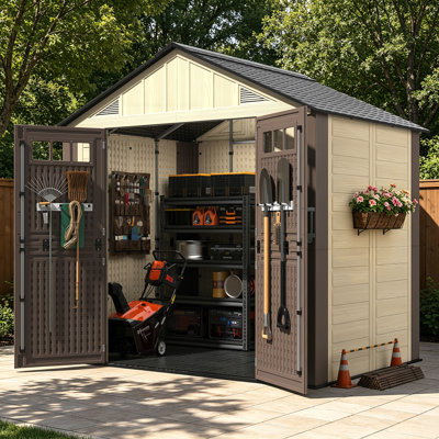8 Ft. W x 6 Ft. D Resin Outdoor Storage Shed with Floor
