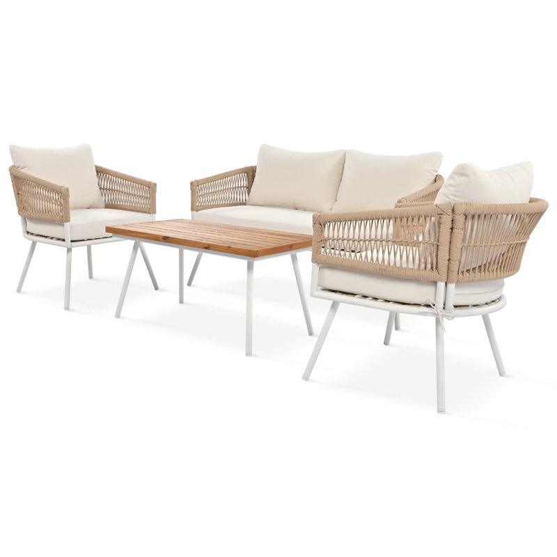 Ensemble de meubles de patio en corde 4 pièces K&K