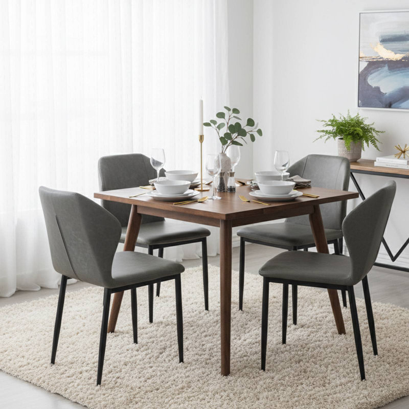 Chaise de salle à manger rembourrée avec structure en fer Steves, Simple, Vert olive