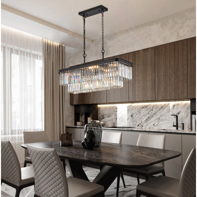 Lustre rectangulaire moderne en cristal Modern Industrial