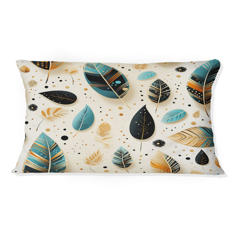 Beige et bleu Boho Chic Feathers Charms - Coussin décoratif Abstract Coral Reef Multicolor Azure - Coussin décoratif