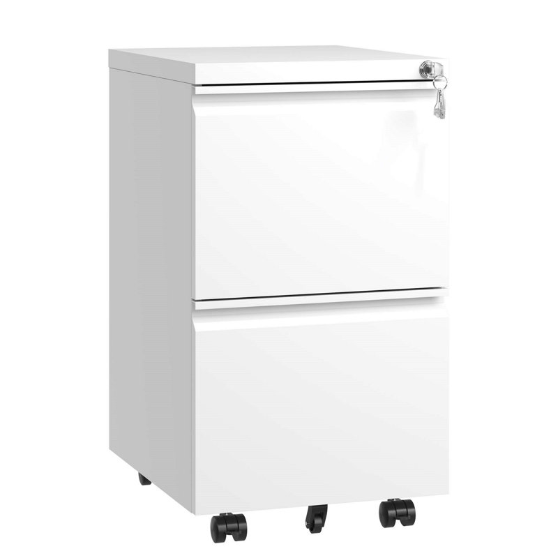 Office Storage Cabinet, Rolling File Cabinet With Lock, Metal Mobile File Cabinet With 2 Drawers And 2 Keys, Vertical Filing Cabinet For Storage