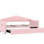 Lit de jour simple rose rembourré en velours doux, avec couchette escamotable, et type - C de charge, et poches latérales pour livres