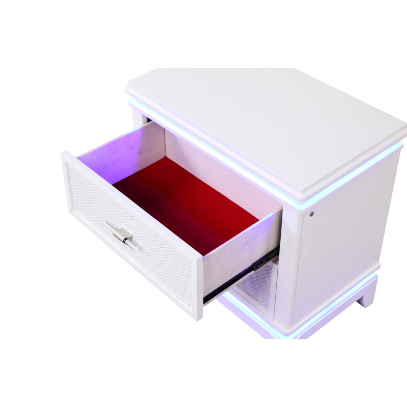 Table de chevet blanche laiteuse avec solution de rangement de qualité
