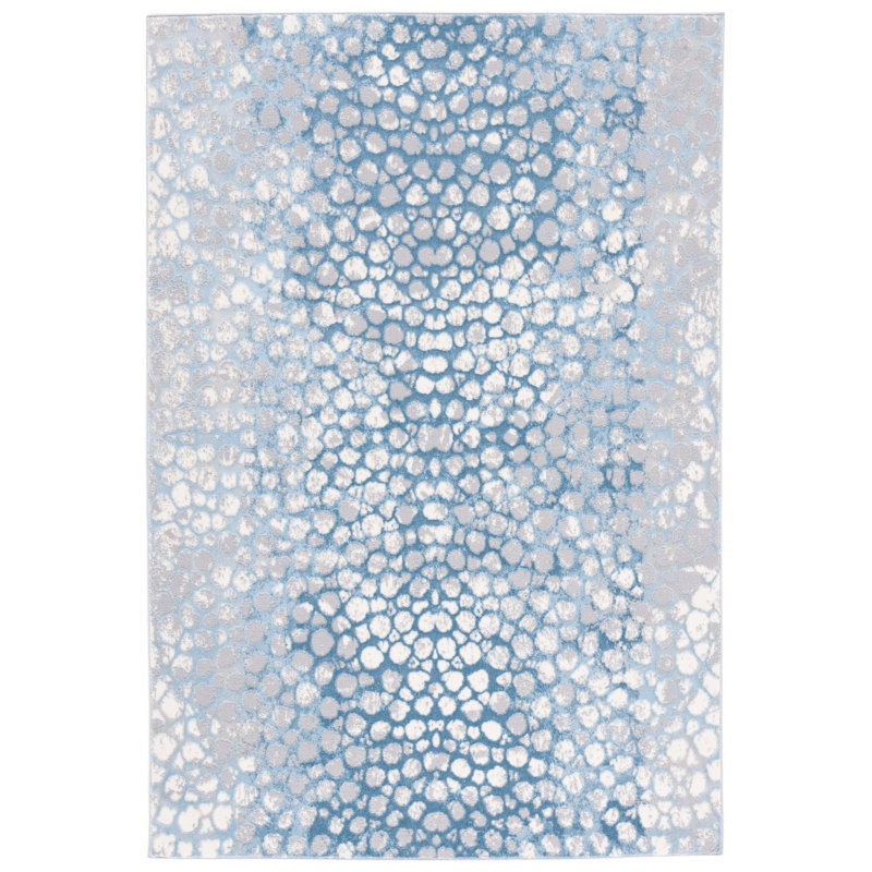 Gupton Abstract Gray/Blue Area Rug, Rectangle 5'5" x 7'7"