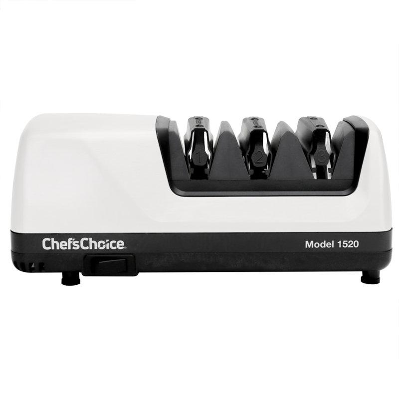 White Electric Knife Sharpener with Diamond Abrasive Discs