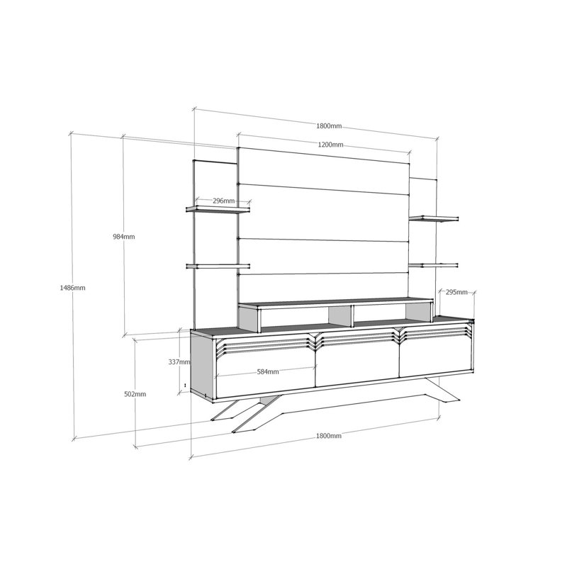 Modern TV Unit with Wall Mount Capability, Walnut & White Finish, 70.9 x 58.5 x 11.6 inches | 100% Melamine Coated Particle Board, Multiple Shelves for Storage, Stylish & Functional Design for Any Living Room