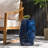 12" Metal Outdoor Side Table, Dark Blue Leaf Cutout Accent Table, Weather Resistant Iron End Table for Patio, Balcony, Garden, Living Room-365975118
