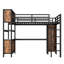 Style moderne, grand lit mezzanine en métal, bureau, rangement, garde-corps complet, lit robuste à assemblage facile avec garde-robe et convient aux pièces