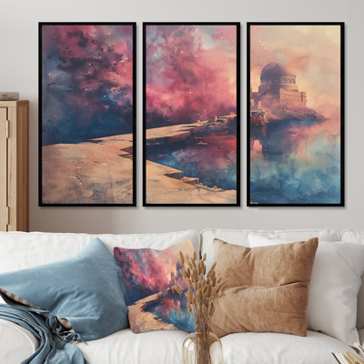 Rose, bleu, été, astral, observatoires I - ensemble d'art mural