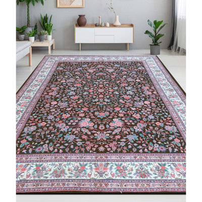 Tapis noir et ivoire de haute qualité noué à la main