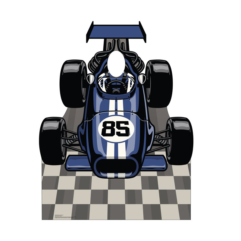 Blue Race Car Life-Size Cardboard Stand-In with Easel