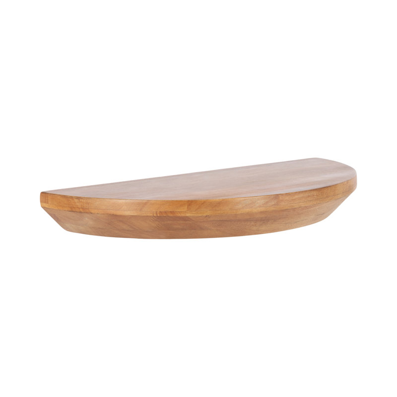 Canvey Half Moon Solid Wood Floating Table Shelf, 2.25" H x 18" W x 9" D