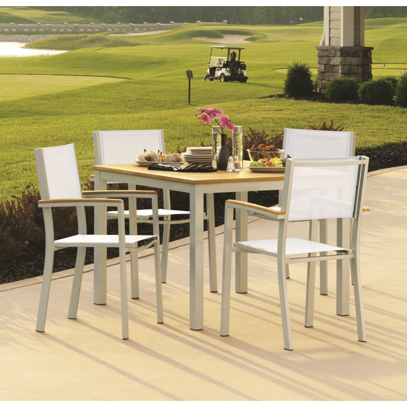 Travira Outdoor Square Dining Table, Tekwood Natural, Flint