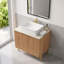 Meuble-lavabo moderne autoportant 30 po naturel avec lavabo rectangulaire en céramique, comptoir en pierre frittée à motif de travertin Roma, armoire de rangement avec 2 portes (sans robinet)-132694551