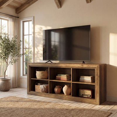 Meuble télé moderne à 6 niveaux avec système de divertissement industriel rétro pour téléviseurs de 32 à 65 pouces