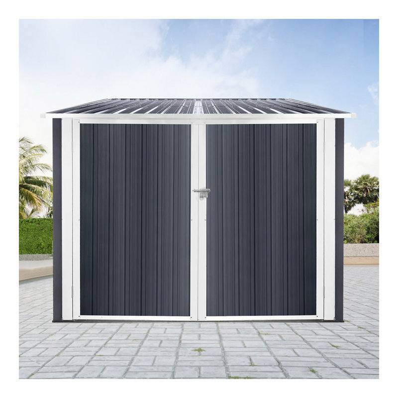 Remise extérieure en acier pour vélos, pouvant accueillir 4 vélos, gris