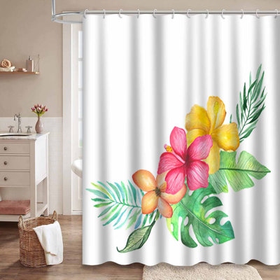 Bouquet tropical avec aquarelle de fleurs blanches, feuilles de palmier et monstres avec 12 crochets