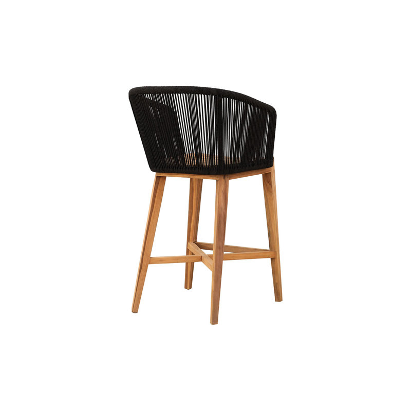 Westlake Outdoor Teak Bar Stool, Black