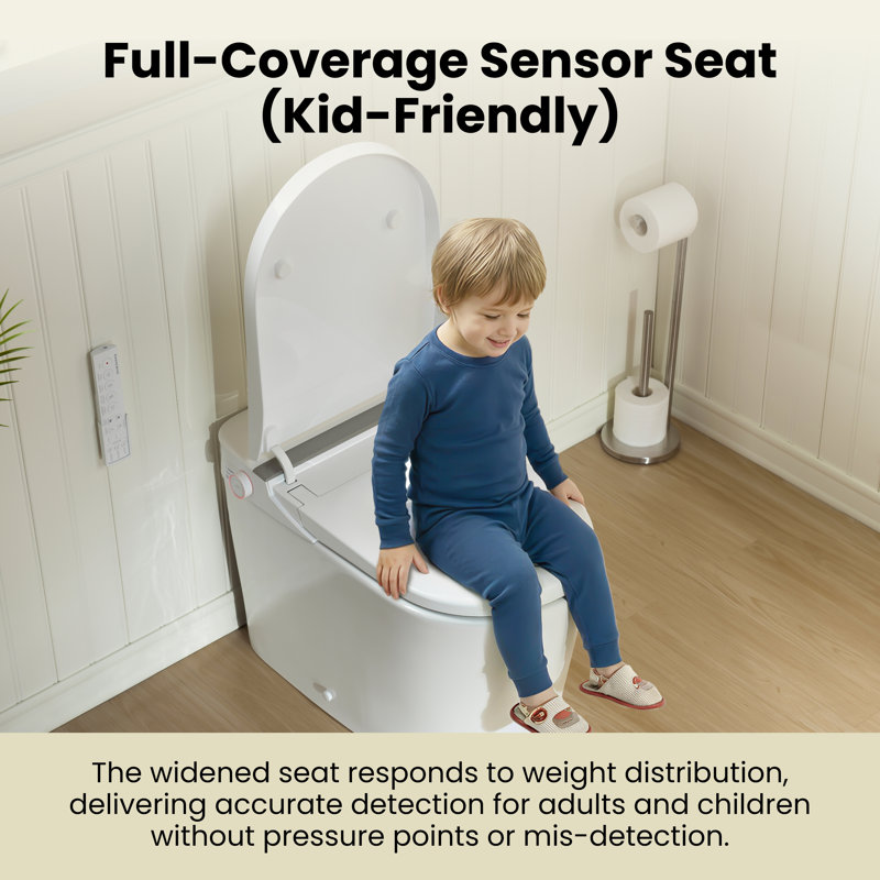 Modern Smart Toilet with Bidet, Foam Shield, 4-Season Temperature, Built-in Tank & Pump for Powerful Flush, Heated Seat, Warm Wash/Dryer, Slow Close