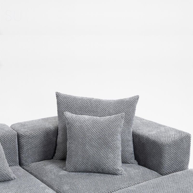 Modular 3-Seat Sectional Sofa, All-Foam Deep-Seat Couch With Textured Chenille, Low-Profile Modern Design, Compressed Shipping & Easy Setup