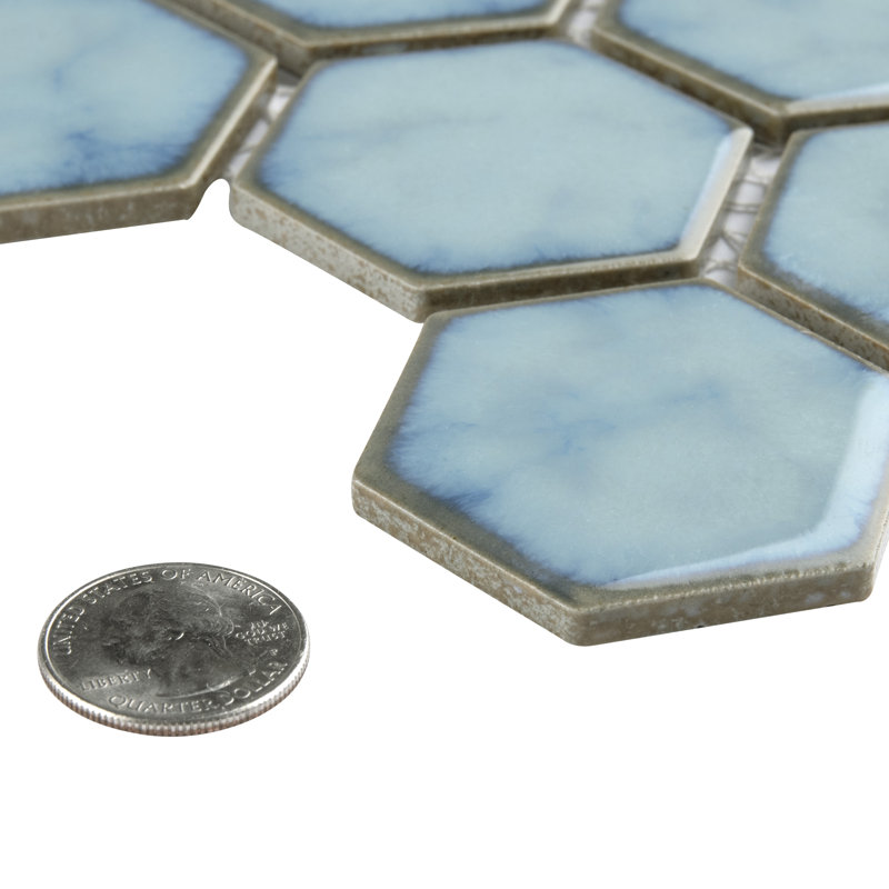 Hudson Due 2" x 2" Hex Porcelain Mosaic Wall & Floor Tile, Marine