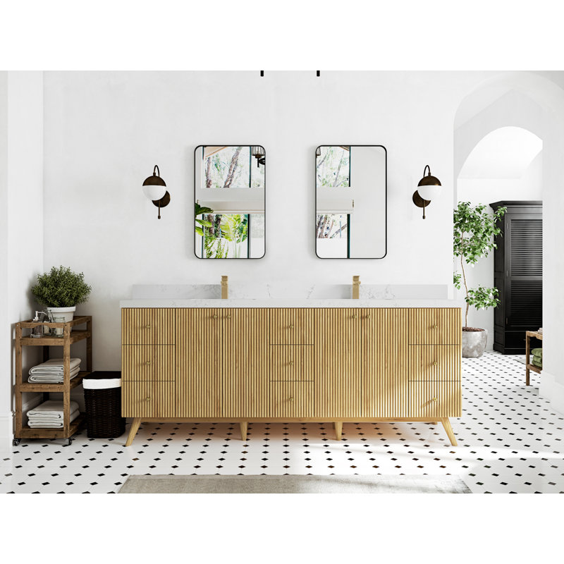 Ensemble de meuble-lavabo double l 84 po Koshlya, Empira blanc