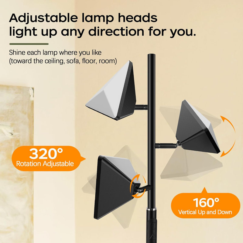 Eulonda 70'' RGBCW Floor Lamp Stepless Dimmable LED Tall Standing Lamp, Black