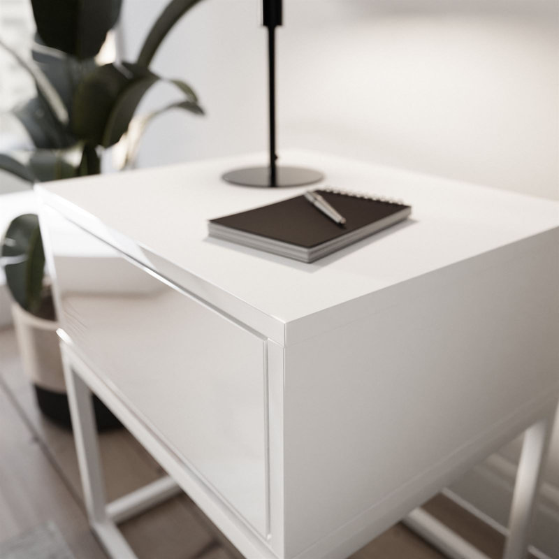 Anessia 45cm W Metal Bedside Table, White