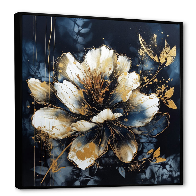Fleur d'œillet Ruchie IV sur toile, H 16 po x l 16 po x P 1 po, Cadre flottant noir