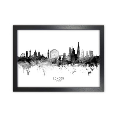London England Skyline Black White City Name by Michael Tompsett - 1 Piece Wall Art