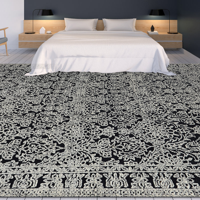 Wool Area Rug in Gray, Rectangle 8' x 10'