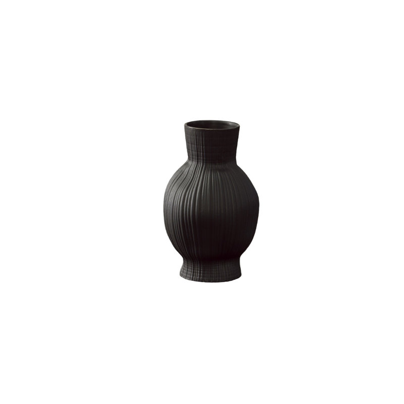 Vase en céramique noir mat, Noir, H 8 po x l 6,25 po x P 6,25 po