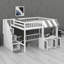 Lit mezzanine avec design cabane de jeu, marches de rangement, éclairage DEL et placards sous le lit-2090666723-2090666724