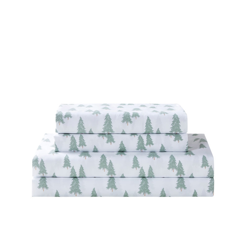 Holiday Forest King White Microfiber Sheet Set