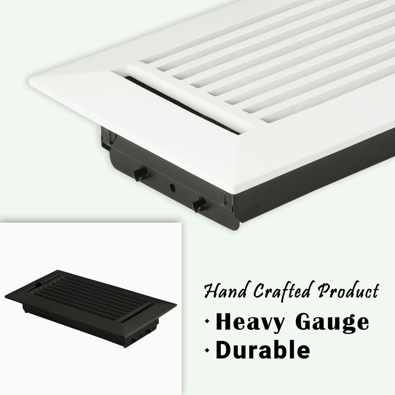 Retour d'air en fonte d'aluminium massif, Plancher sans trous de vis, Noir thermolaqué, 5-1/2" x 9-3/4"