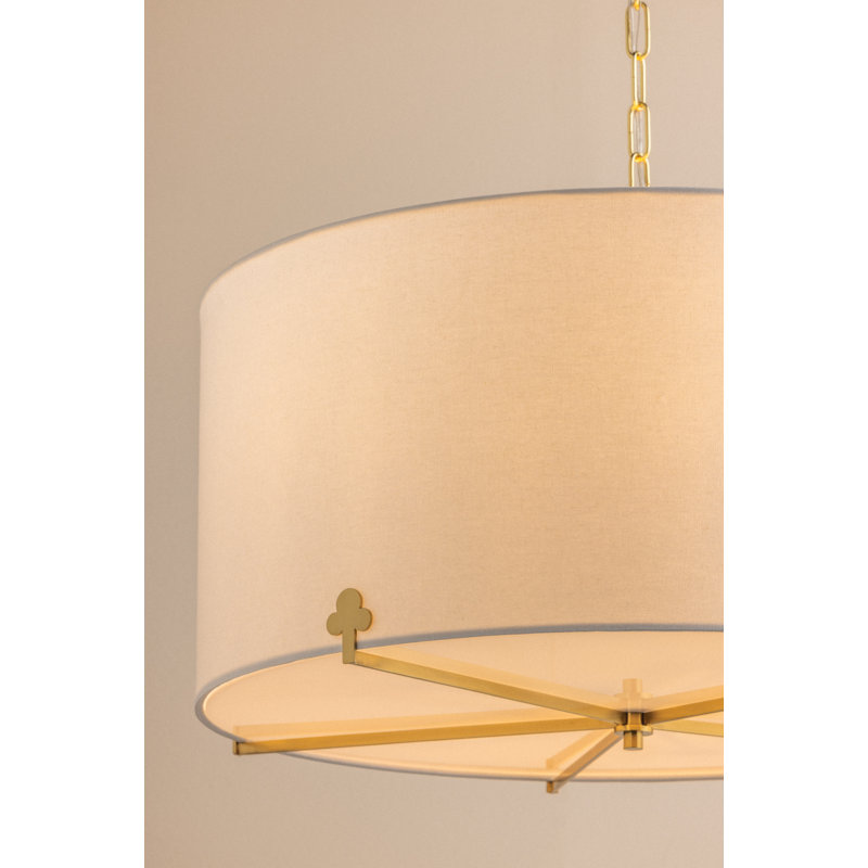 Lustre tambour 5 lumières Darlene, Laiton vieilli
