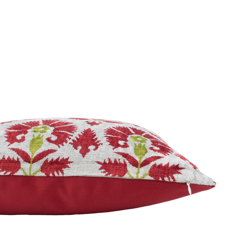 Oreiller en velours de soie ikat Istanbul, 20 "x 20" seulement, Rouge