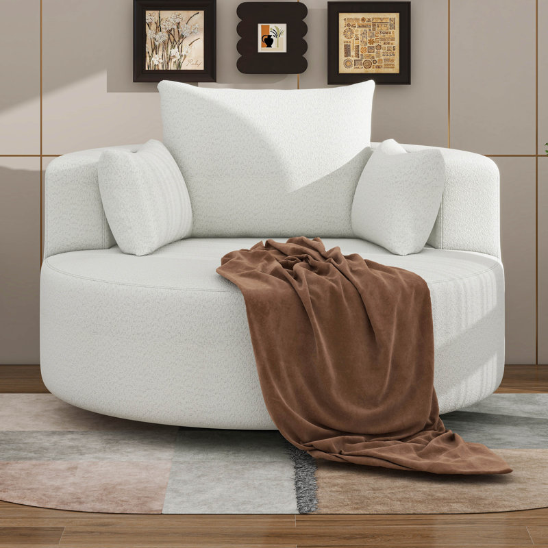 Fauteuil d'appoint pivotant avec 3 coussins amovibles, Beige