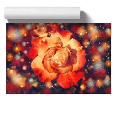 Orange Rose Flower Painting - Frameless Print