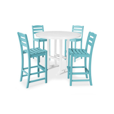 POLYWOOD La Casa Café 5-Piece Side Chair Bar Dining Set