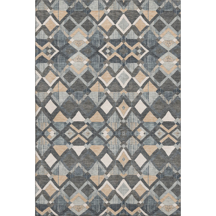 Premium Machine Washable Kumbhar AMF1308 Geometric Rug