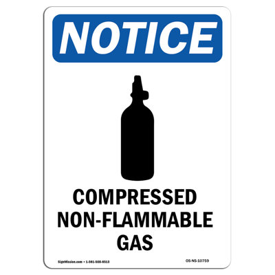 Osha Notice - Compressed Non-Flammable Gas Sign with Symbol