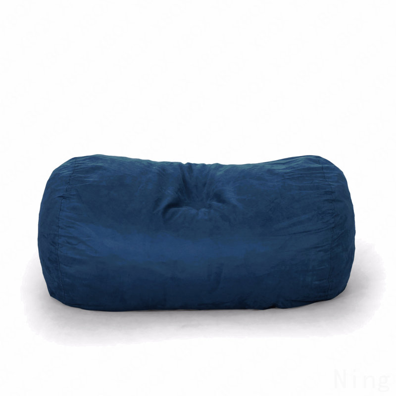 6.5 Foot Suede Cylindrical Bean Bag, Midnight Blue, Blue Microfiber