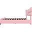 Lit rembourré en cuir de polyuréthane rose avec tête de lit d'inspiration papillon, structure en métal, structure, pas de sommier tapissier requis, accents faciles à assembler, base, ressort, assemblage rapide-130149907-130149909