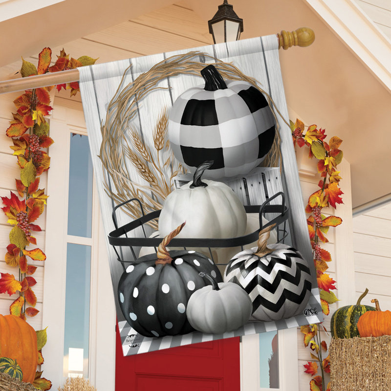 Drapeau de maison noir et blanc, Automne gris/noir/blanc